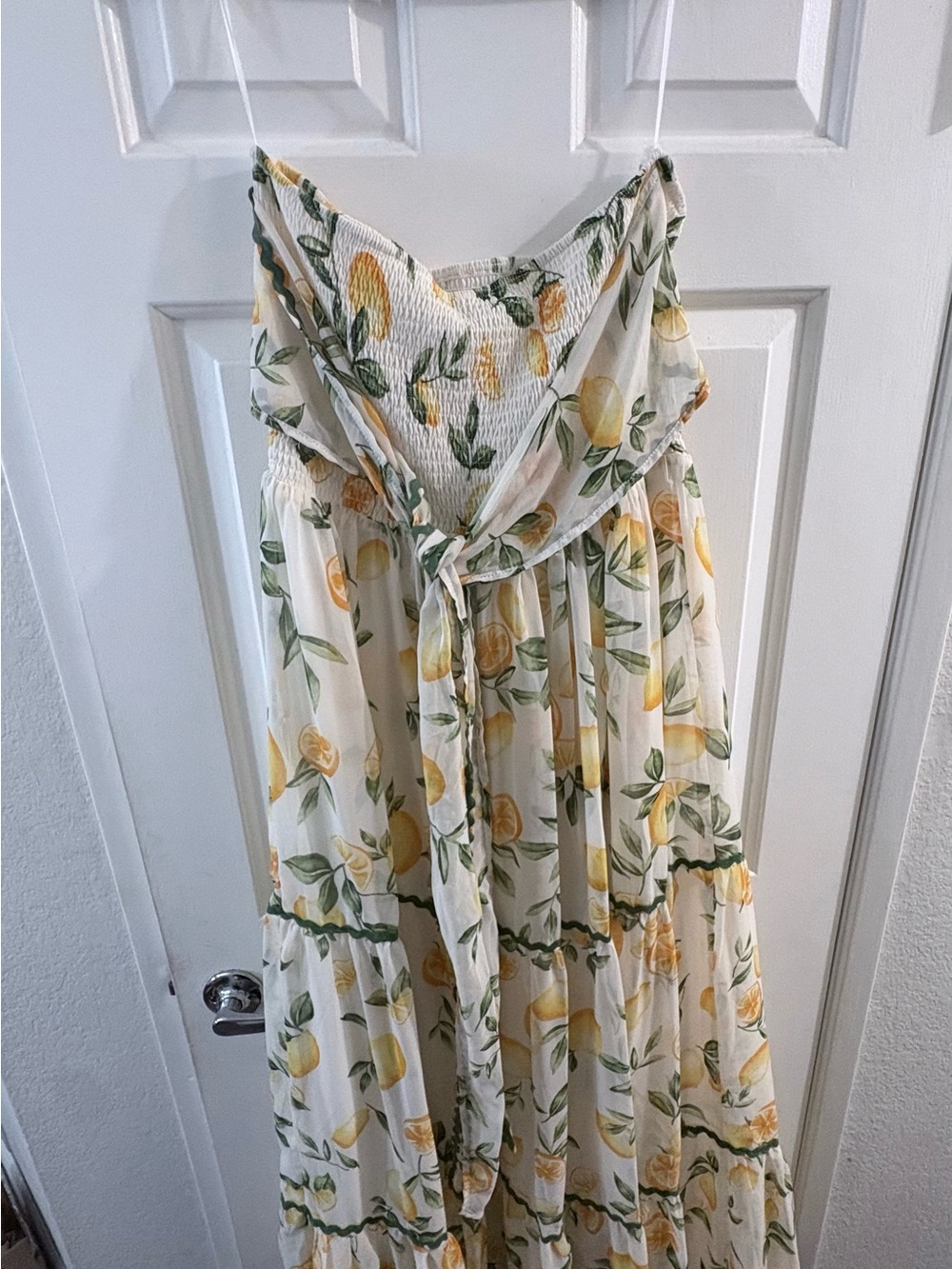 Fashion Nova White Lemon Print Strapless Maxi Dress - Picture 2 of 6
